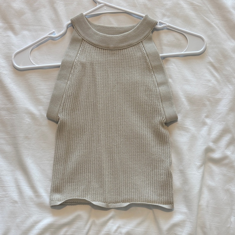 Aritzia Beige Sleeveless Ribbed Knit Tank